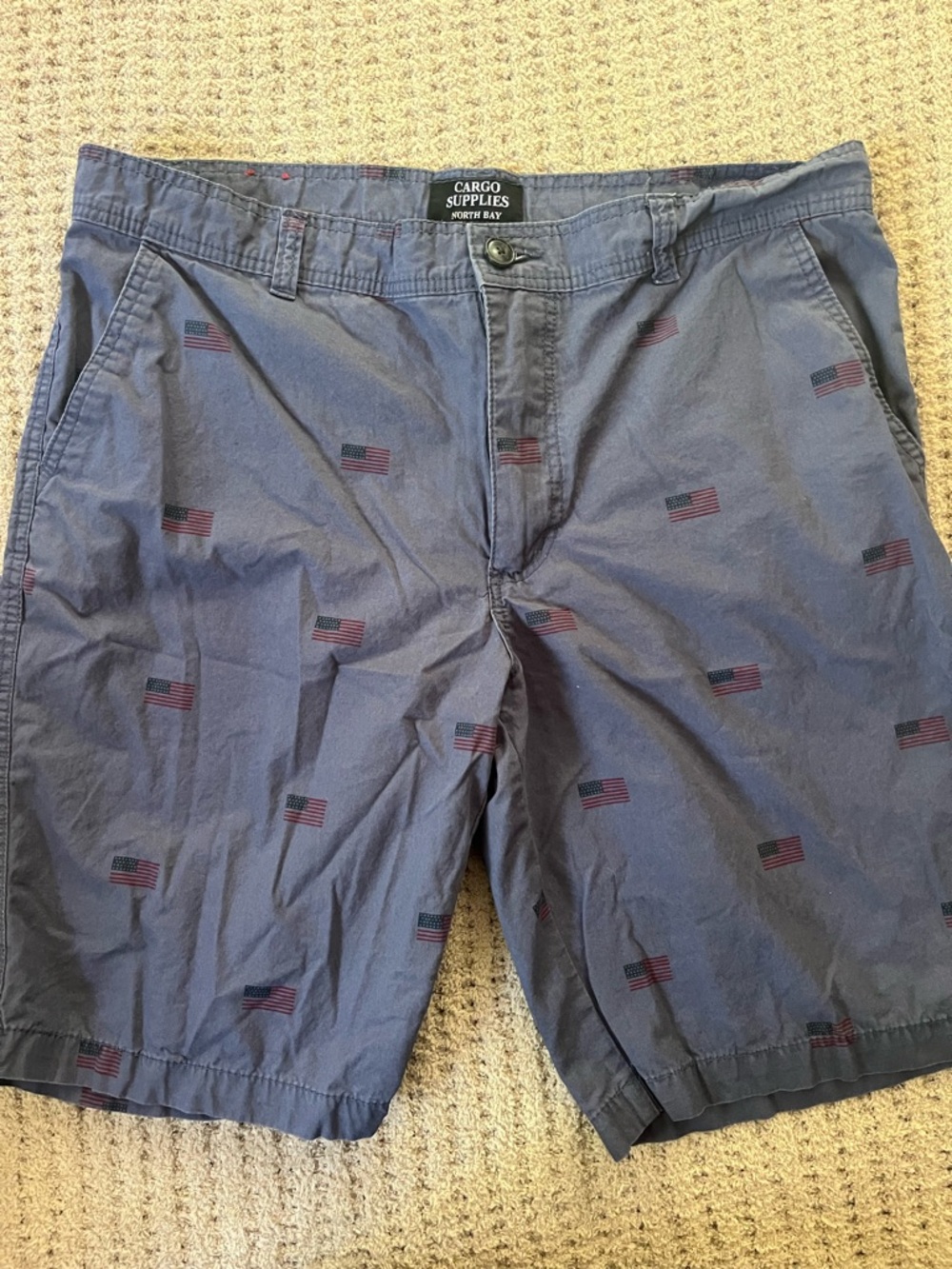 Cargo Supplies Navy Men's Shorts with American Flag Motif